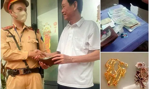 Cảnh sát giao thông trả lại tiền và vàng cho người đánh rơi